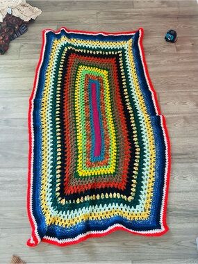 Colorful Handmade Crochet Rectangular Throw Blanket